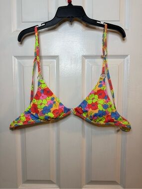 Bright Retro Floral Bikini Top